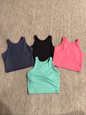 Kids Tek Gear High-Neck Crop Tank Top - Black, Navy, Pink, Mint